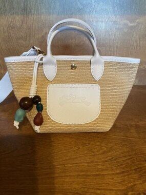 Longchamp Extra Small Le Pliage Panier Ceramique Top Handle Bag, White